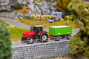 Faller 161588 HO Motorized MF Tractor with Wood Chips Trailer (Car System)