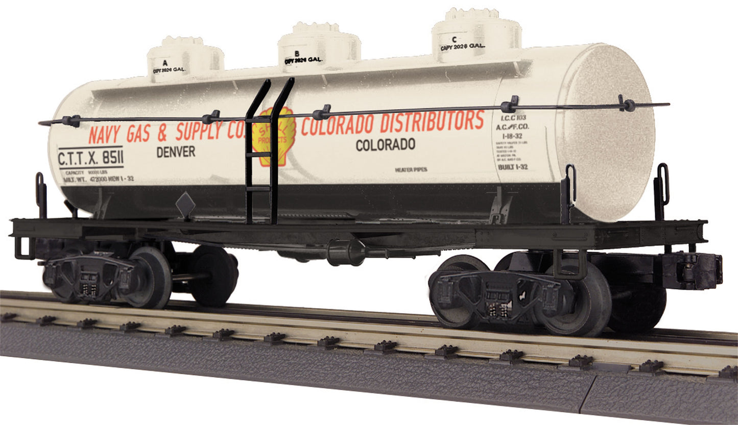 MTH 30-73456 O Shell CTTX 3-Dome Tank Car - 3-Rail - RailKing®