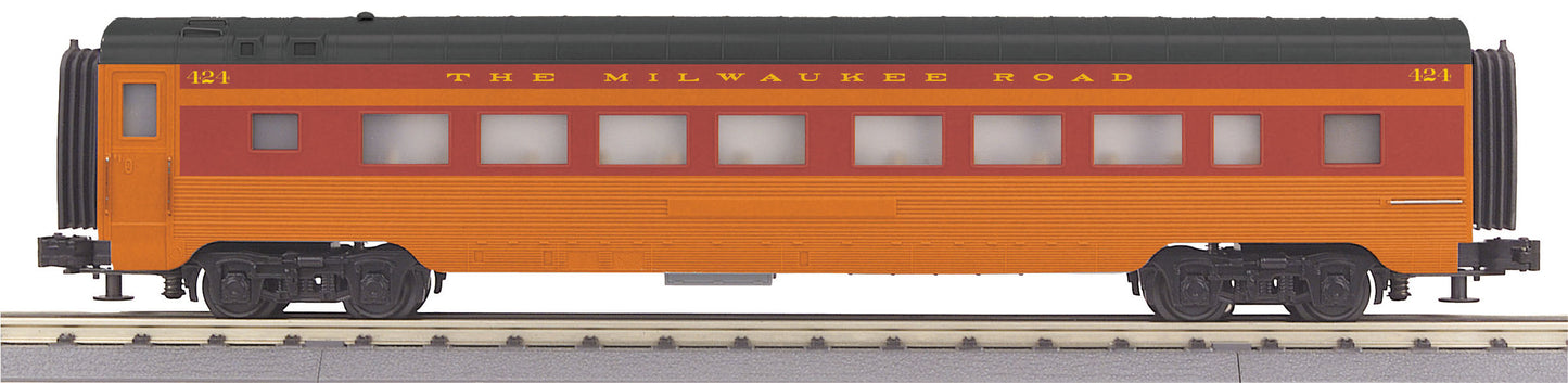 MTH 30-67861 O Milwaukee Road 60' Streamlined Fluted-Side ABS Coach 3-Rail