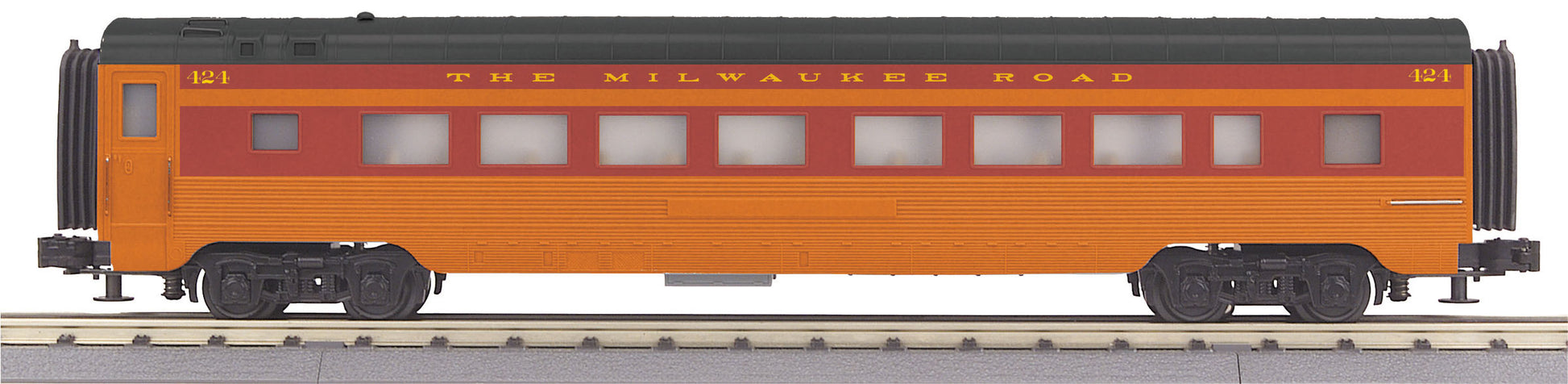MTH 30-67861 O Milwaukee Road 60' Streamlined Fluted-Side ABS Coach 3-Rail