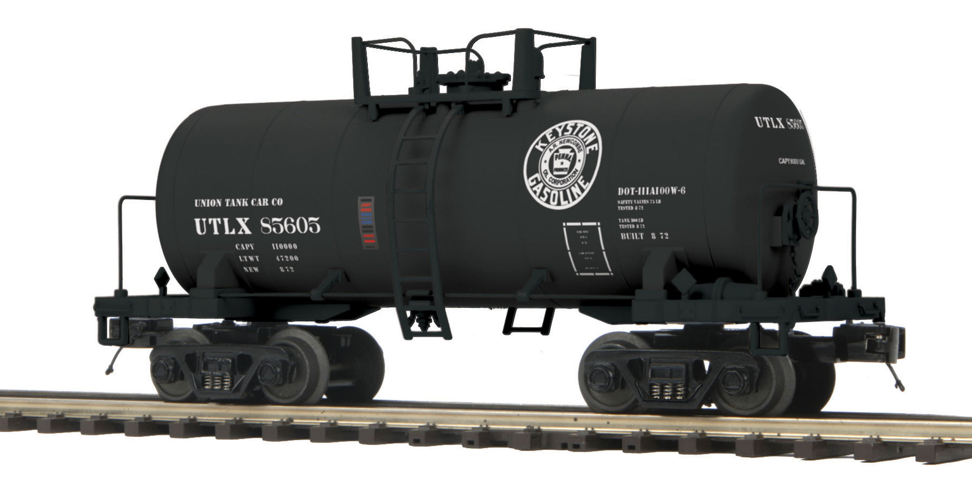MTH 20-96723 O Keystone Gasoline UTLX 8,000-Gallon Tank Car - 3-Rail - Premier®