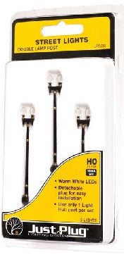 Woodland Scenics JP5632 HO Just Plug Double Lamp Post Street Lights (Pack of 3)