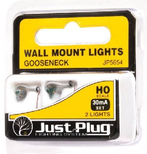 Woodland Scenics JP5654 HO Scale Just Plug Gooseneck Wall Mount Light(Pack of 2)