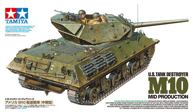 Tamiya 35350 1:35 US M10 Mid Production Destroyer w/Crew (New Tool) Tank Kit