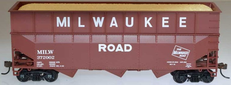 Bowser 57009 HO Milwaukee Road 70 Ton 40' Offset Side Wood Chip Hopper #372002