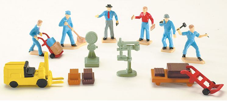 Lionel 6-21443 O Factory Figures w/ Forklift, Hand Truck, Scale, Etc. (Set of 6)