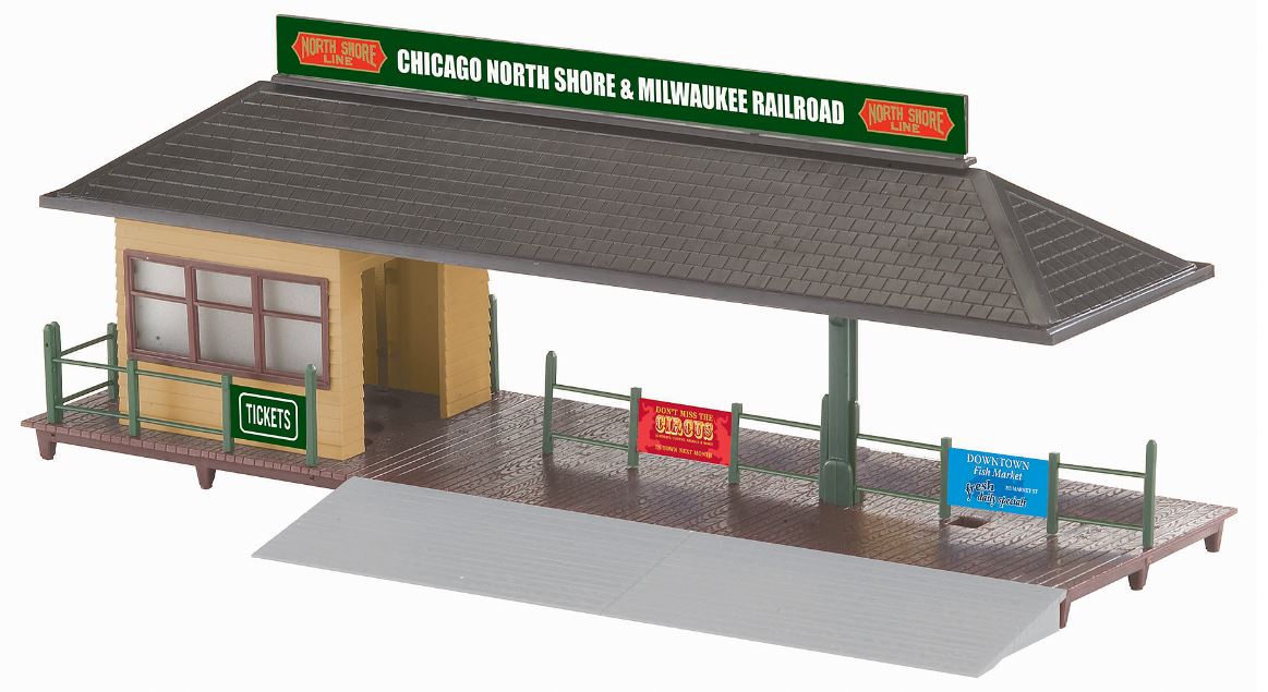 Lionel 6-22288 O K-Line Commuter Train Station with 6 Roadname Stickers