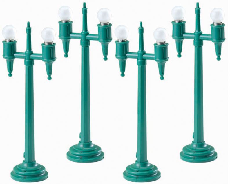 Lionel 6-22350 O Illuminated Green Twin Lamp Posts (Pack of 3)