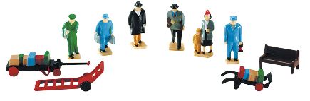 Lionel 6-21372 O Railroad Station Figures With Accessories (Set of 6)