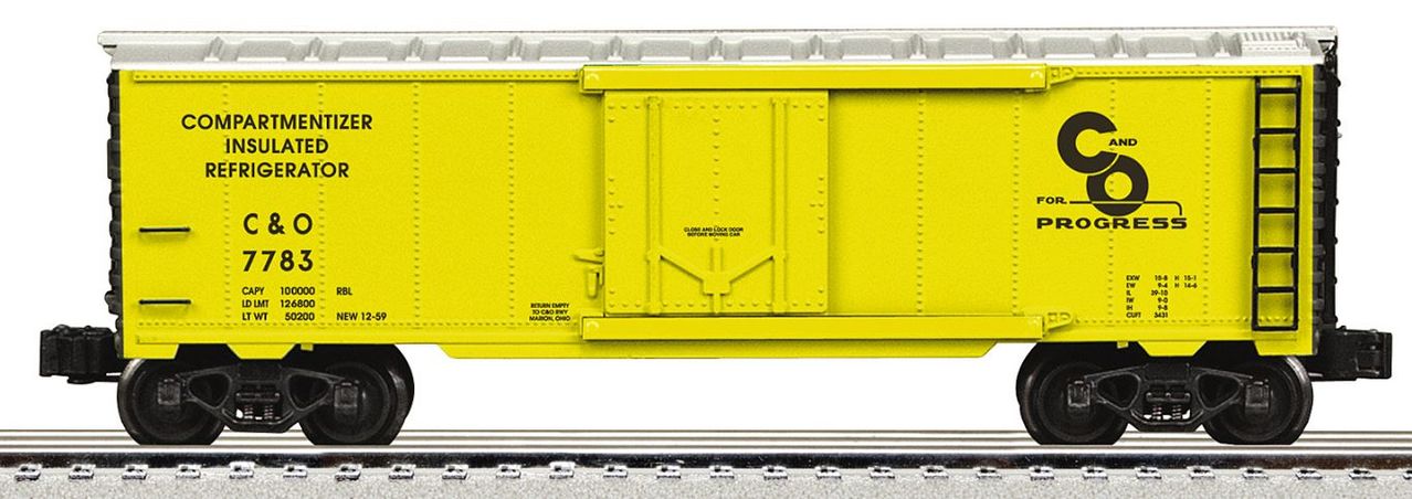 Lionel K-Line 6-21629 Chesapeake & Ohio Steel-Sided Reefer Car #7783
