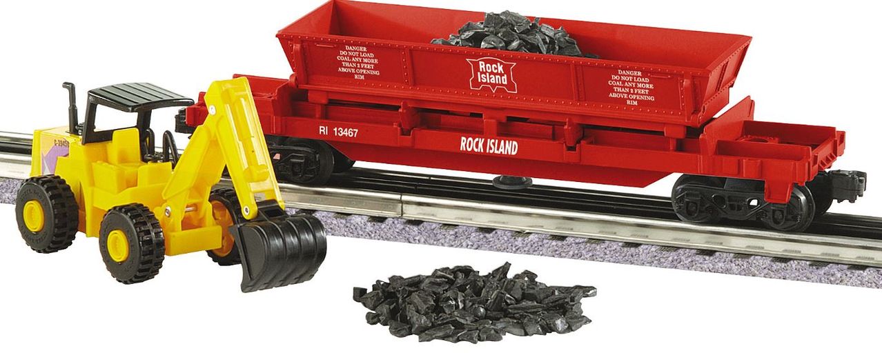 Lionel 6-21664 O Rock Island Operating Coal Dump Car with Vehicle