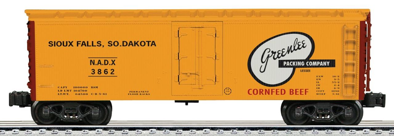 K-Line 6-21627 O Greenlee Packing Co. Wood-Sided Reefer Car #3862