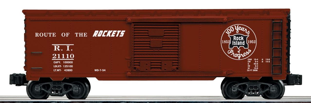 Lionel 6-21633 O Gauge Rock Island Route of the Rockets Boxcar #21110