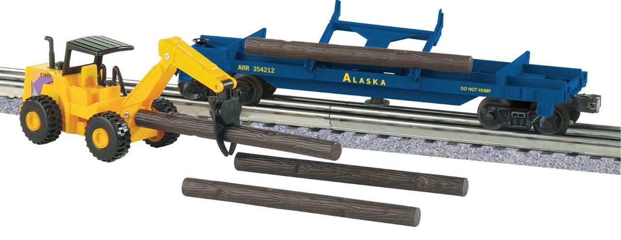 Lionel 6-21665 O Alaska Operating Log Dump Car with Vehicle