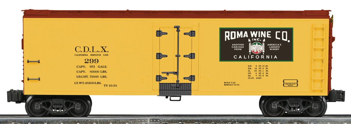 Lionel K-Line 6-22519 Roma Wine Co. Wood-Sided Reefer Car #299