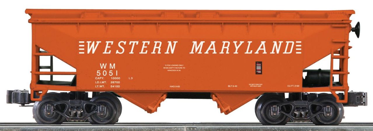Lionel 6-22661 O Western Maryland 2-Bay Covered Hopper Car #5051