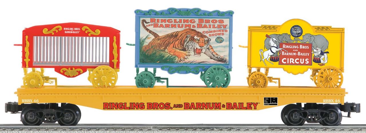 Lionel 6-22654 O Ringling Bros. Flatcar with 3 Circus Wagons #46