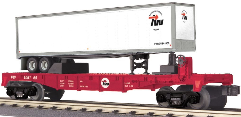 MTH 30-76634 O Providence & Worcester Flatcar with 40' Trailer