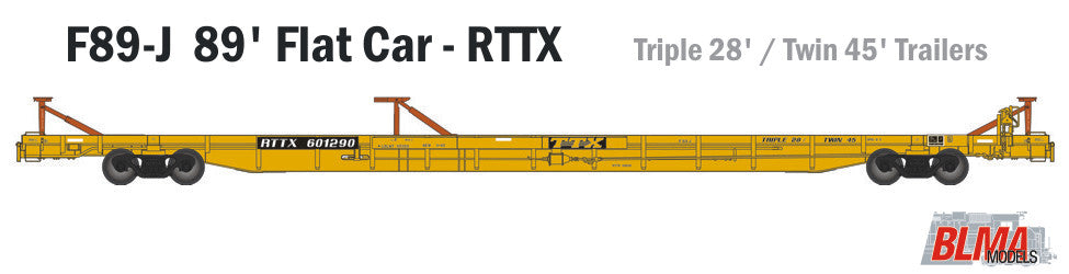 BLMA Models 13001 N Scale RTTX F89-J Diecast 89' Flat Car #600963