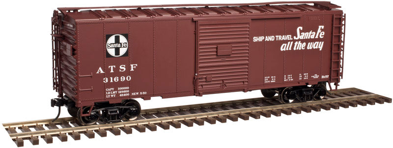 Atlas 2002224 O AT & Santa Fe Trainman 40' Sliding Door Box Car 3-Rail