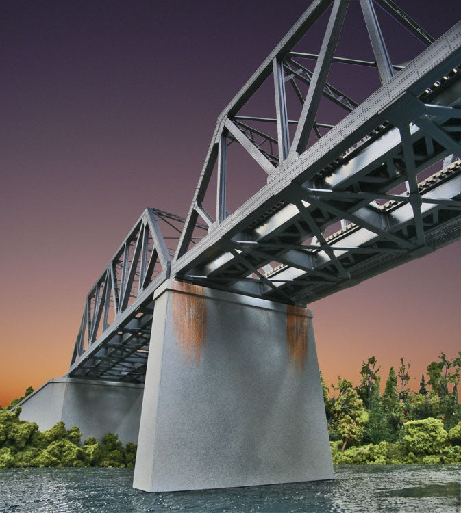 Walthers 933-4552 HO Double-Track Railroad Bridge Concrete Pier (Pack of 2)