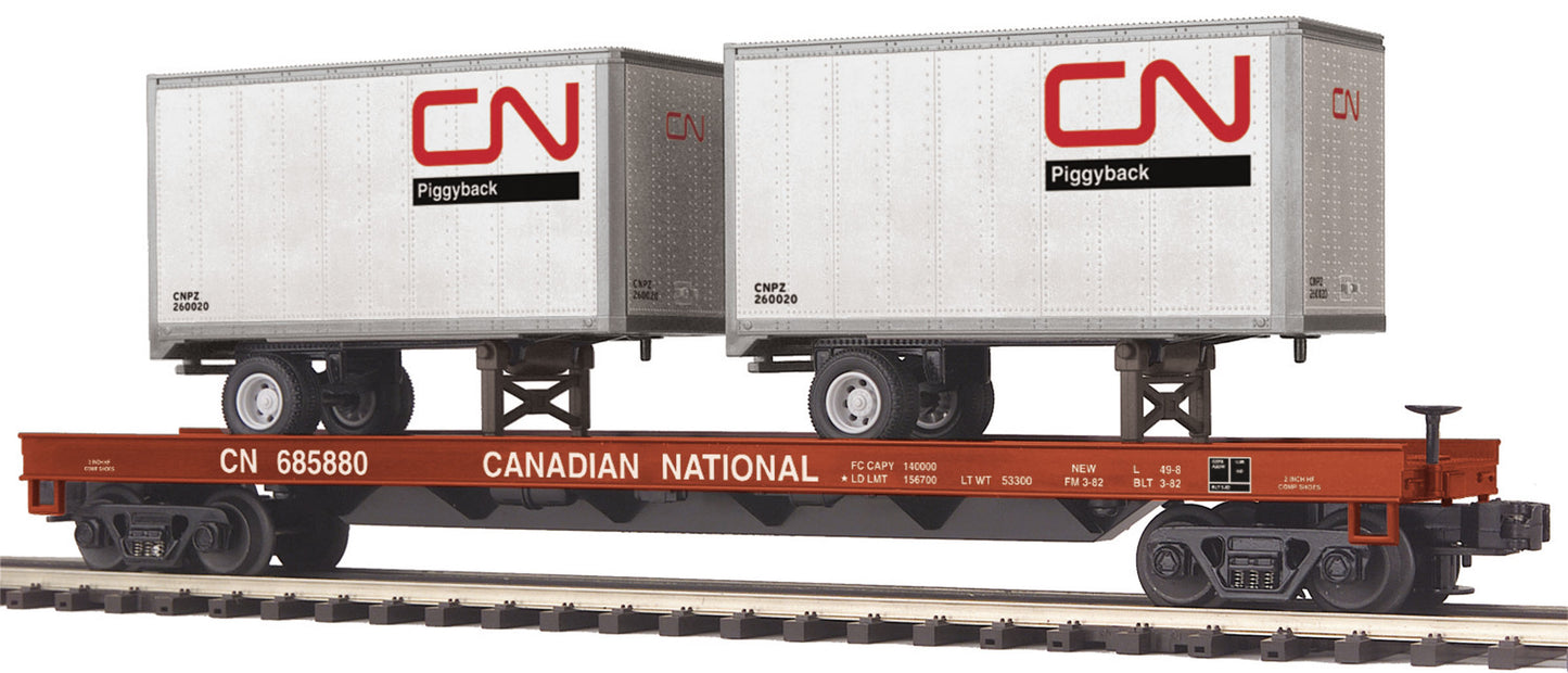 MTH 20-95166 O Canadian National Flat Car with 2 20' Trailers