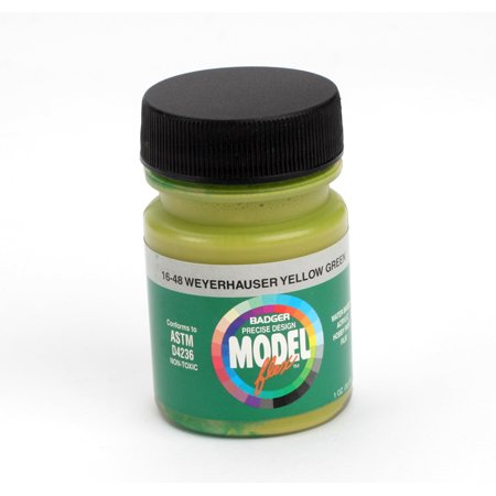 Badger 16-48 Weyerhauser Yellow Green Railroad Acrylic Paint - 1 oz. Bottle