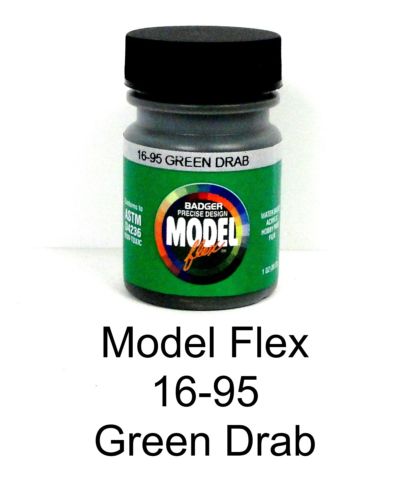 Badger 16-95 Green Drab Modelflex Military Acrylic Paint - 1 oz. Bottle