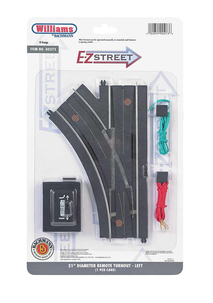 Williams 00273 O E-Z Street 21" Left Hand Remote Switch Turnout