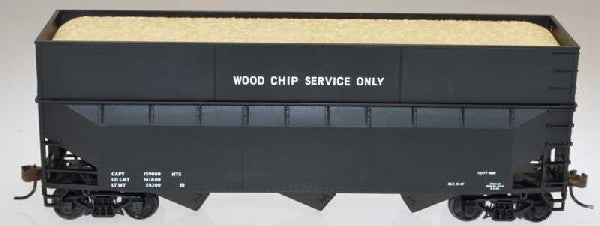 Bowser 57013 HO 70-Ton 3-Bay Offset-Side Woodchip Hopper Dim Data