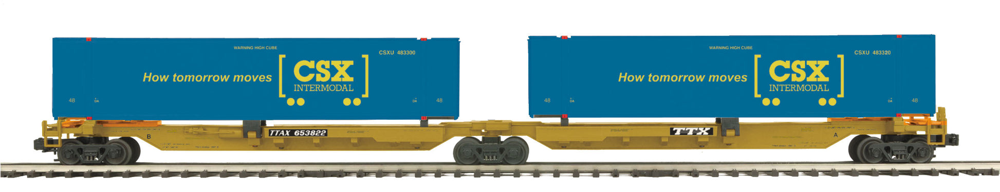 MTH 20-95177 O CSX 48' Containers Spine Car Set w/ 2 48' Containers (Set of 2)