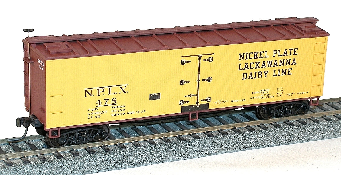 Accurail 4852 HO Nickel Plate Lackawanna Dairy Line 40' Wood Refrigerator Car