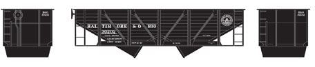 Roundhouse 70228 HO Baltimore & Ohio 34' 2-Bay Hopper w/Coal Load #30202