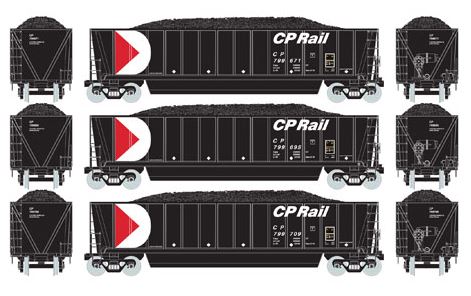 Athearn 97532 HO Canadian Pacific Rail Bathtub Gondola w/Coal Load RTR (3) #1