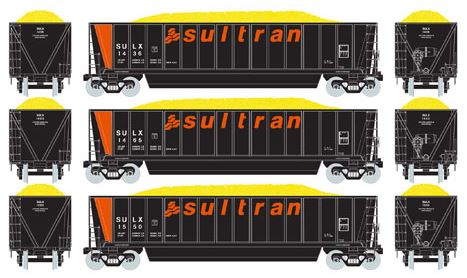 Athearn 97541 HO Sultran Bathtub Gondola w/Coal Load RTR (3) #2