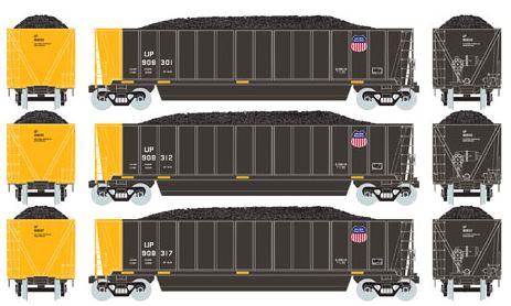 Athearn 97544 HO Union Pacific Bathtub Gondola w/Coal Load RTR #1 (3)