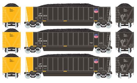 Athearn 97545 HO Union Pacific Bathtub Gondola w/Coal Load RTR #2 (3)