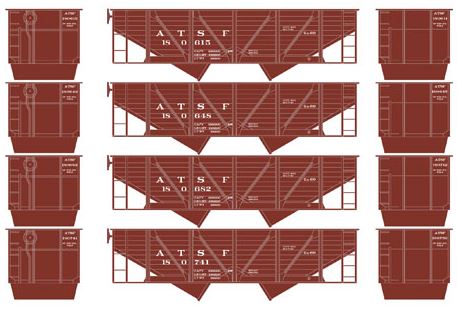 Roundhouse 70227 HO Santa Fe 34' 2-Bay Hopper w/Coal Load #2 (4)