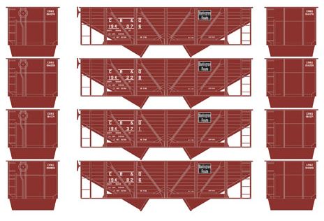 Roundhouse 70235 HO Chesapeake & Ohio 34' 2-Bay Hopper w/Coal Load #1 (4)