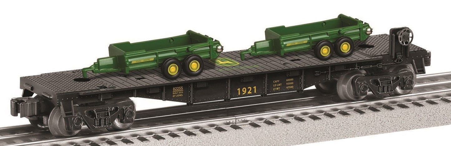 Lionel 6-83238 O John Deere Flatcar w/2 Trailer Load #1921
