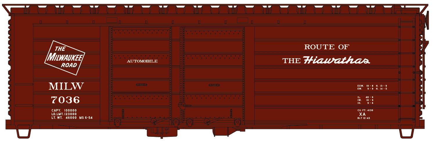 Accurail 3985 HO Milwaukee Road Route of the Hiawathas 40' Boxcar # 7036 Kit
