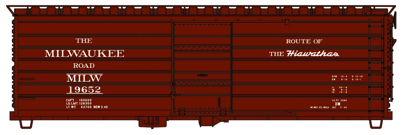 Accurail 3991 HO MILW Hiawathas Phase I Long Rib 40' Rib-Side Boxcar Kit