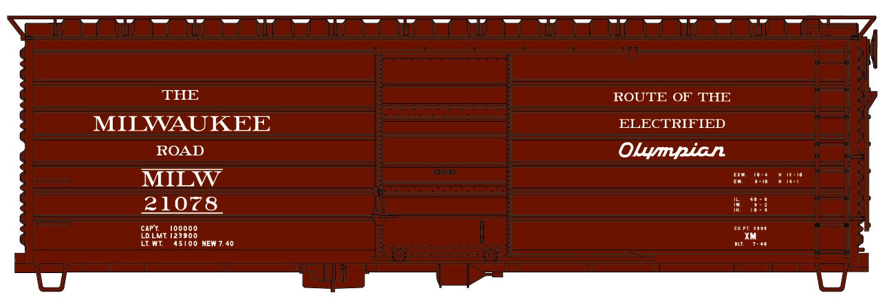 Accurail 3992 HO MILW Electrified Olympian Ph I Long Rib 40' Rib-Side Boxcar Kit