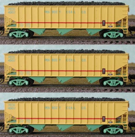 Bluford Shops 14363 N PCCX 70-Ton 14-Panel 3-Bay Hopper Car (Set of 3)