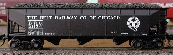 Bluford Shops 73801 N BRC 70-Ton Offset-Side 3-Bay Open Hopper with Load #2074