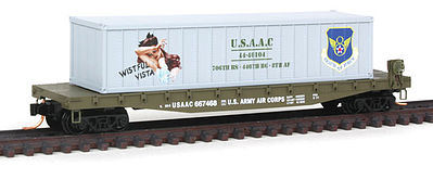 Micro-Trains 04500513 N USAAC Wistful Vista 50' Steel Flatcar w/40' Load #667495