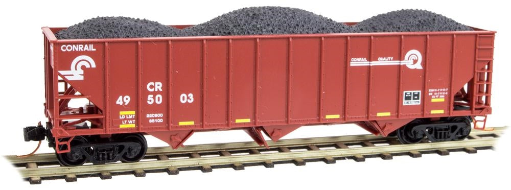 Micro-Trains 10800321 N Conrail 100-Ton 3-Bay Open Hopper w/Load #495003