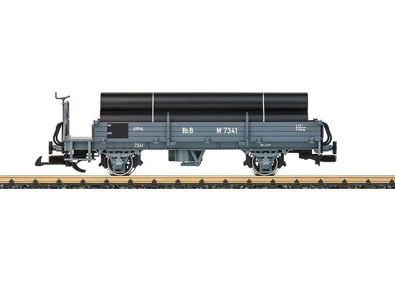 LGB 40092 G Rhaetian Railway Low Side Car w/Pipe Load