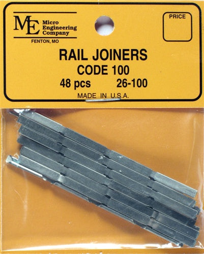 Micro Engineering 26-100 HO Code 100 Nickel Silver Slide-on Rail Joiners