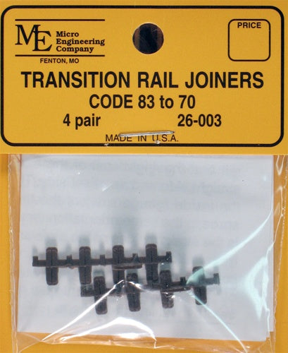 Micro Engineering 26-003 HO Code 83 to 70 Transition Rail Joiners (Pack of 8)